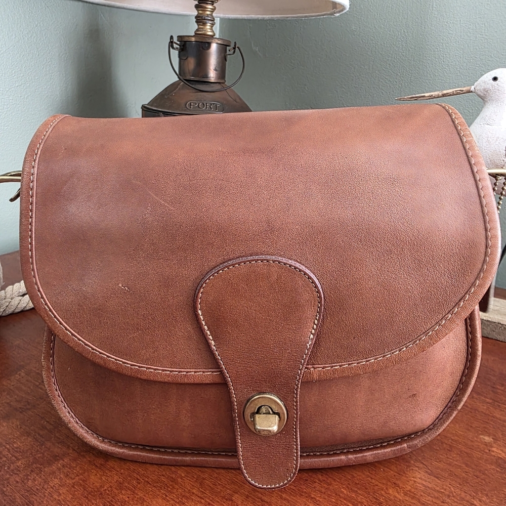 Coach 9535 Saddlery Bag Crossbody British Tan Leather Shoulder Bag Vintage - Picture 2 of 16